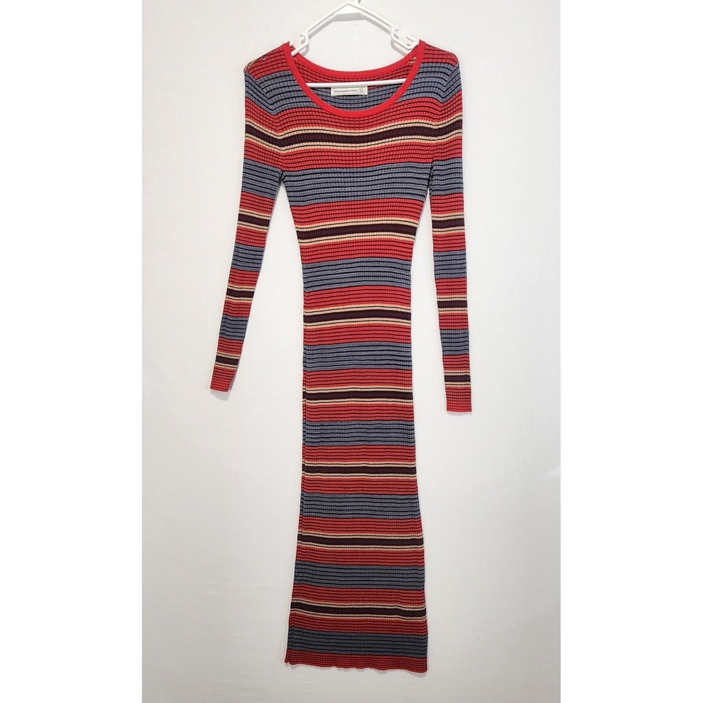 Abercrombie & Fitch Women's ST Ribbed Sweater Dress Stripe Knit‎ Bodycon Midi